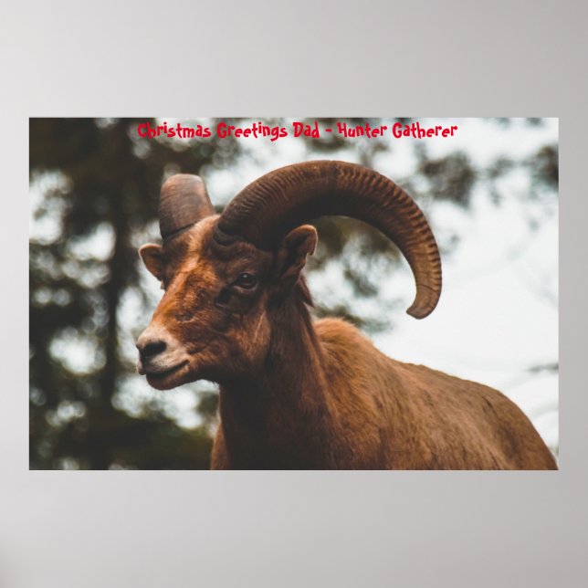 Póster Felicitaciones de Navidad Papá Hunter Gatherer (Frente)
