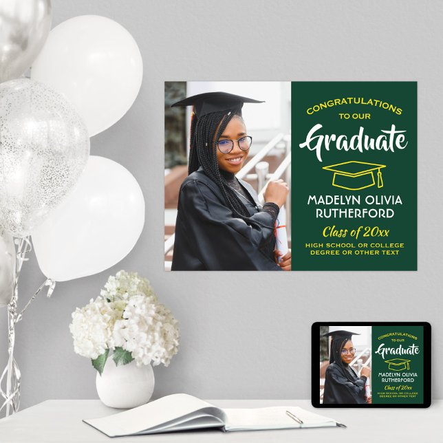 Póster Felicitaciones Foto Graduación Blanca Amarilla Oro (Subido por el creador)