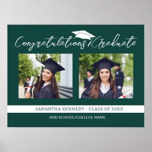 Póster Felicitaciones Grad 2025 Foto Verde Y Blanca