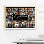 Póster Felicitaciones Graduación 100 Collage de fotos<br><div class="desc">Poster de graduación con un collage de fotos de 100 momentos especiales de la vida de los graduados,  el título 'felicitaciones',  una gorra de mortero,  su nombre y el año de clase.</div>