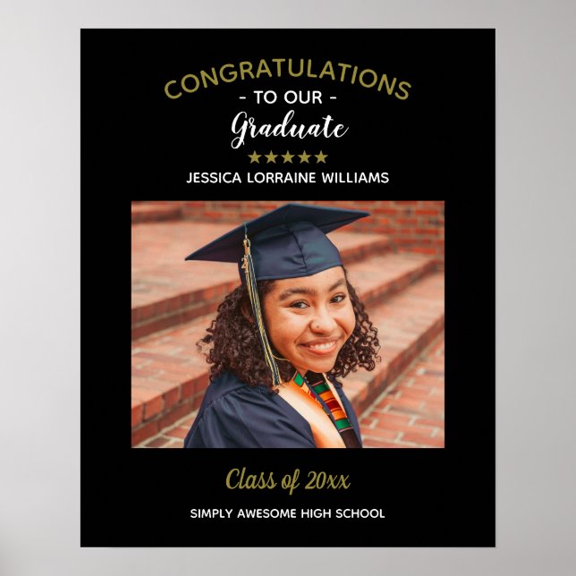 Póster Felicitaciones Graduación de Foto Personalizado Gr (Frente)