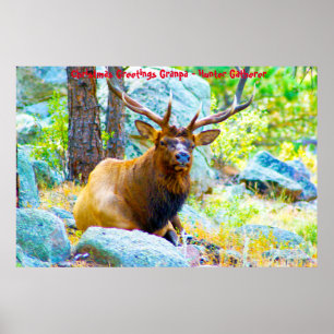 Póster Felicitaciones navideñas al abuelo Hunter Gatherer