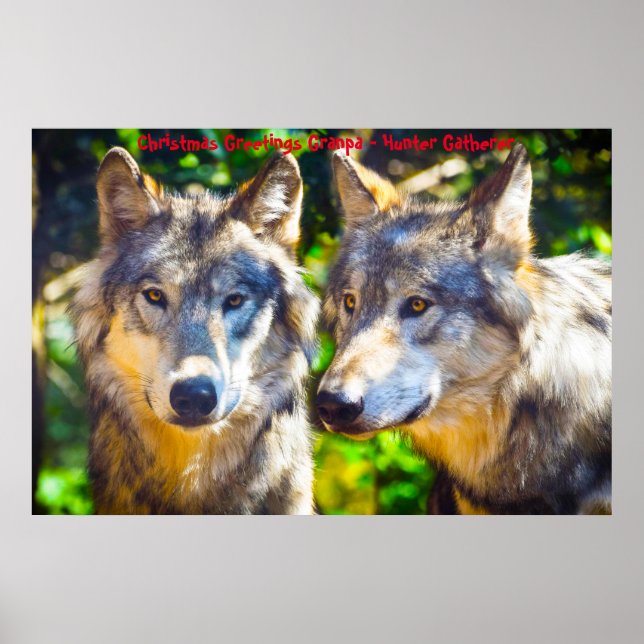 Póster Felicitaciones navideñas al abuelo Hunter Gatherer (Frente)
