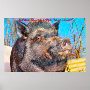 Póster Felicitaciones navideñas al abuelo Hunter Gatherer