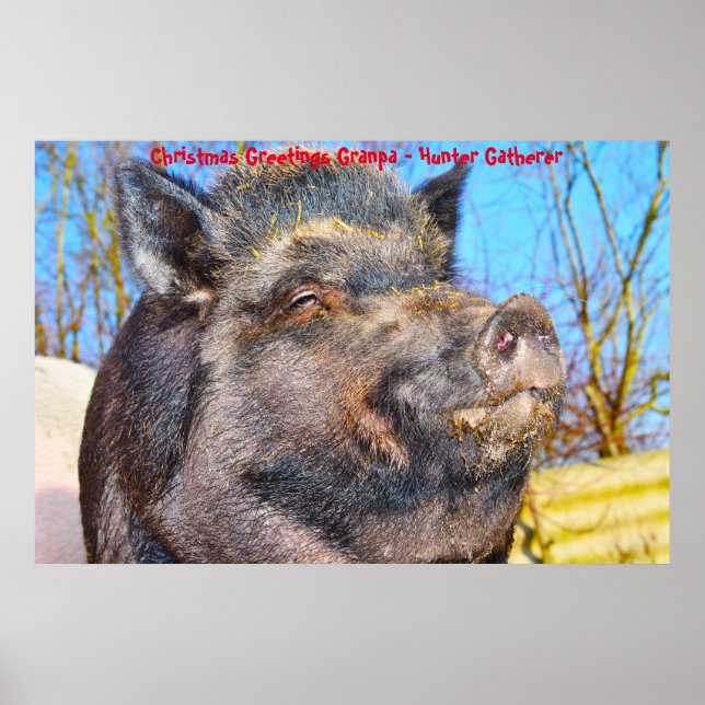 Póster Felicitaciones navideñas al abuelo Hunter Gatherer (Frente)