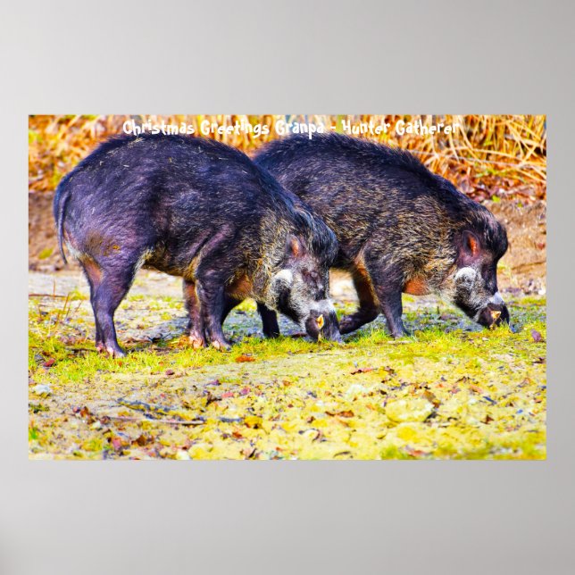 Póster Felicitaciones navideñas al abuelo Hunter Gatherer (Frente)