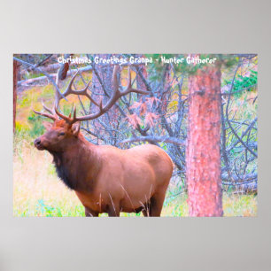 Póster Felicitaciones navideñas al abuelo Hunter Gatherer