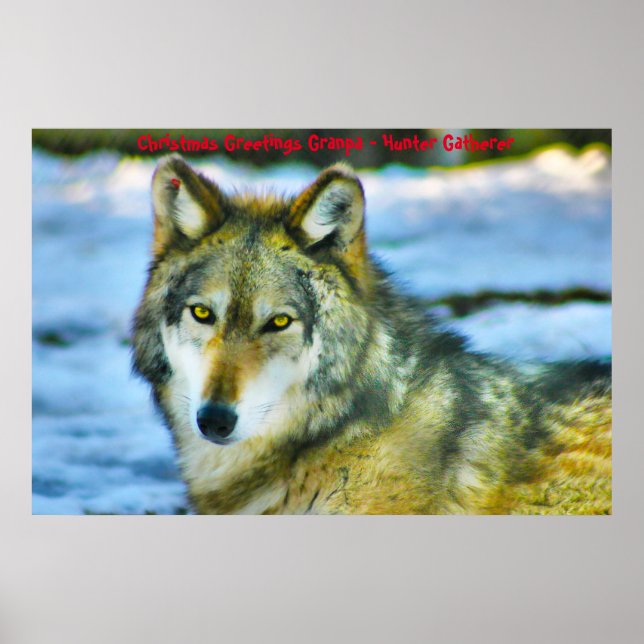 Póster Felicitaciones navideñas al abuelo Hunter Gatherer (Frente)