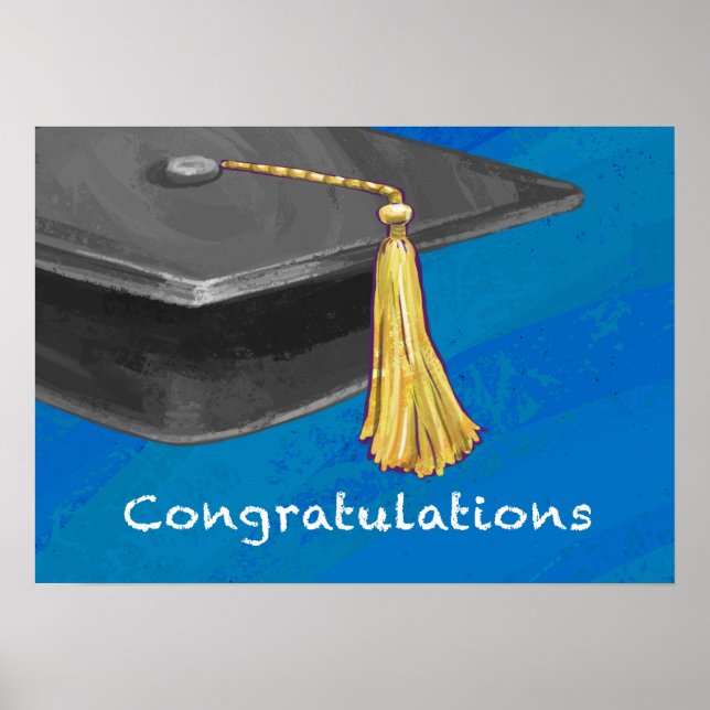 Póster Felicitaciones Negro y Azul (Frente)