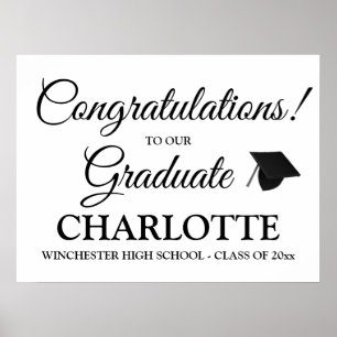 Póster Felicitaciones personalizado graduado texto de esc