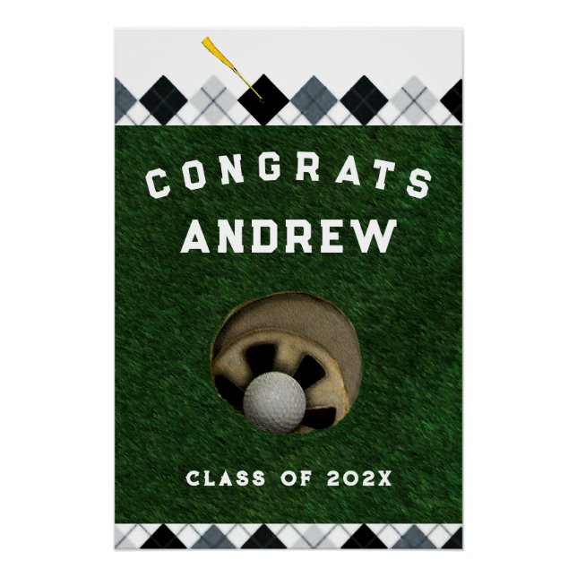 Póster Felicitaciones por la graduación de golf (Anverso)
