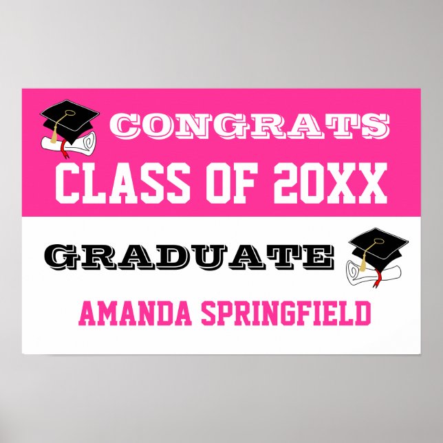 Póster Felicitaciones Poster de pancartas rosado (Frente)