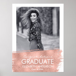 Póster Felicitaciones Rosa Rótulo de Graduación de Foto d