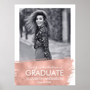 Póster Felicitaciones Rosa Rótulo de Graduación de Foto d