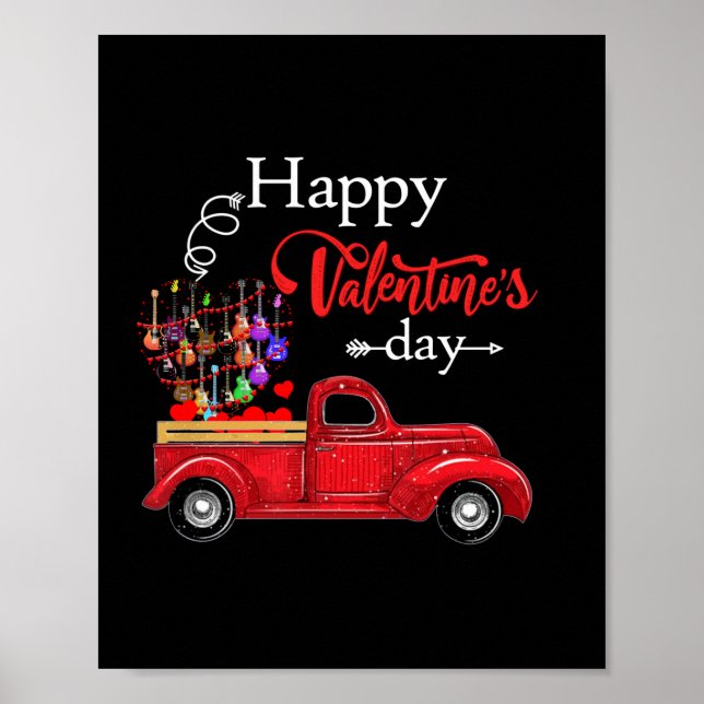 Póster Feliciz día de San Valentín guitarrista Cumpleaños (Frente)