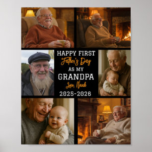 Póster Feliciz primer día del abuelo collage de fotos