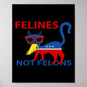 Póster Felines No Felinos Graciosos Gatos De Kamala Con T