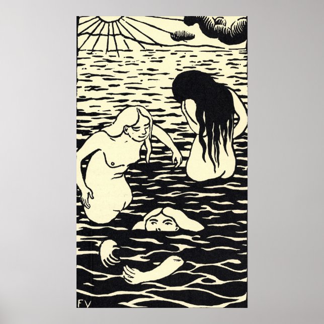 Póster Felix Vallotton - Les trois baigneuses Poster (Frente)