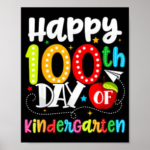 Póster Feliz 100º día de jardín de niños divertidos maest