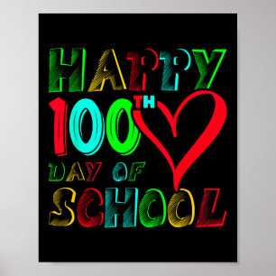 Póster Feliz 100.º Día De Escuela 100 Días Estudiantes Li