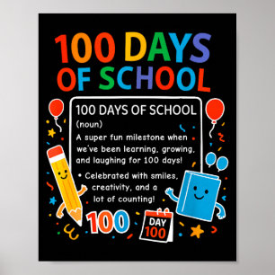 Póster Feliz 100.º Día De Escuela Diseño Estudiantil, 100