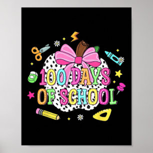 Póster Feliz 100.º día escolar Manzanas Inclinarse 100 dí