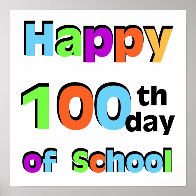 Póster Feliz 100° día de clases (Frente)