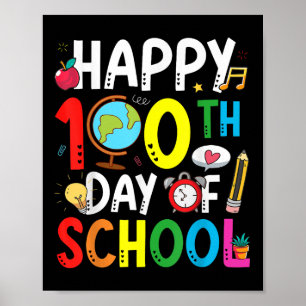 Póster Feliz 100° Día De Enseñanza 100 Días Escolares