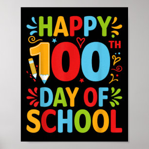 Póster Feliz 100° Día De Enseñanza 100 Días Escolares