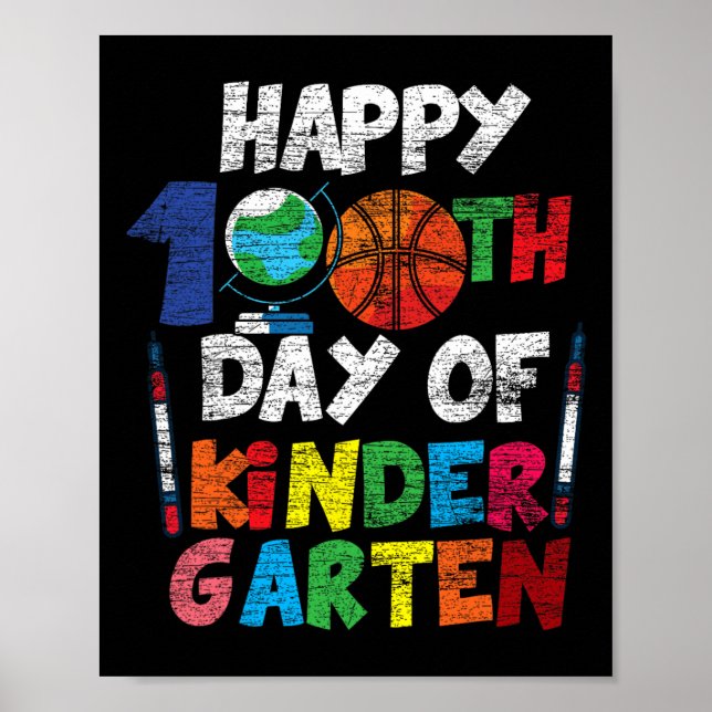 Póster Feliz 100° Día De Kinder Garten, 100 Días De (Frente)