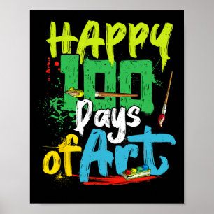 Póster Feliz 100° Día De La Escuela 100 Días De Profesora