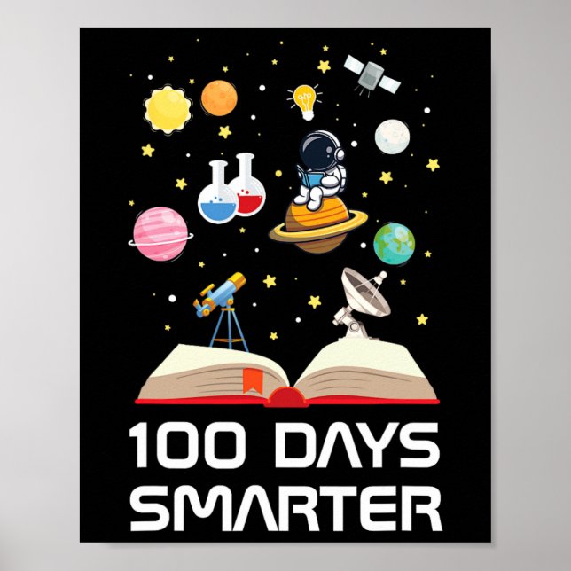 Póster Feliz 100° Día de la Escuela 100 días Espacio más  (Frente)