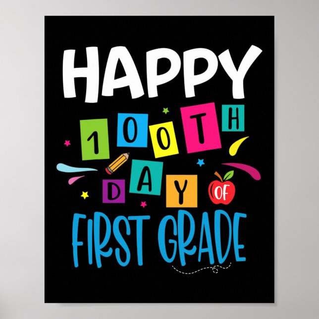 Póster Feliz 100° Día de los Estudiantes de primer grado  (Frente)