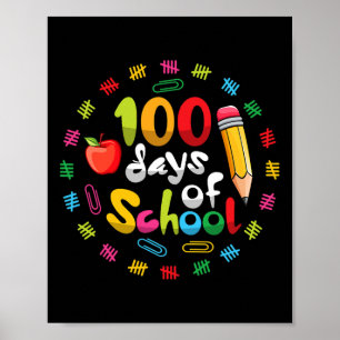 Póster Feliz 100° día de los profesores escolares 100 día