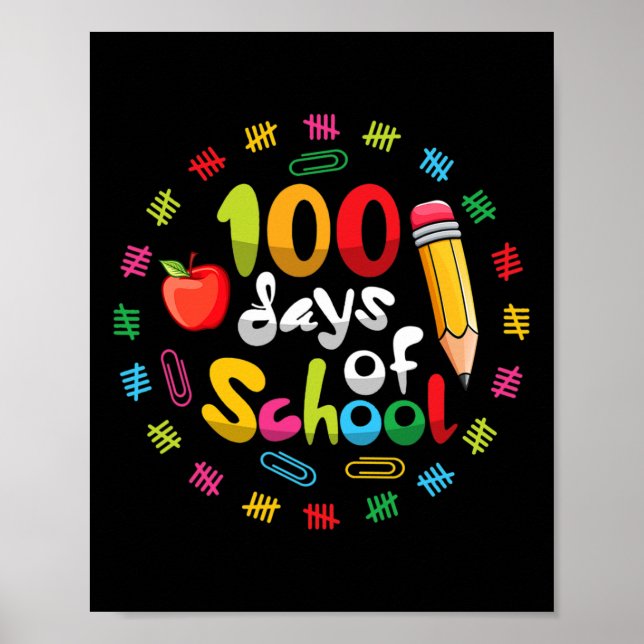 Póster Feliz 100° día de los profesores escolares 100 día (Frente)
