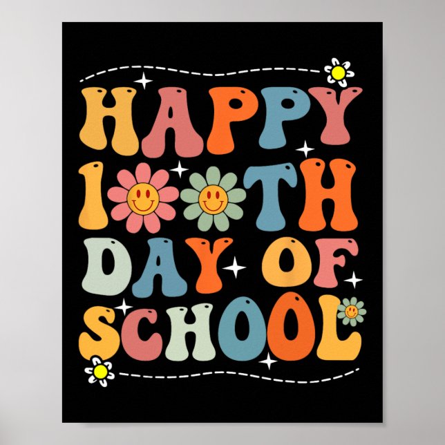 Póster Feliz 100° Día De Los Profesores Escolares Estudia (Frente)