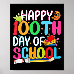 Póster Feliz 100° Día de Maestros Escolares Niños Happ