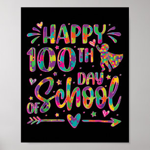 Póster Feliz 100° Día de Rompecabezas Escolar 100 días má