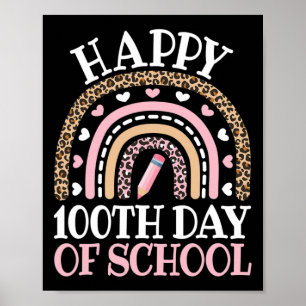 Póster Feliz 100° Día del Colegio 100 días Leopard Rainbo