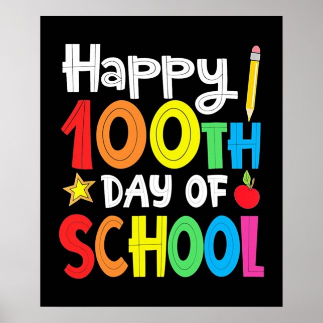 Póster Feliz 100° Día del Profesor Escolar Arcoiris (Frente)