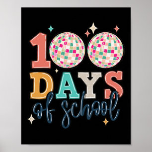 Póster Feliz 100° Día del Profesor Groovy Disco Bal
