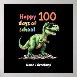 Póster Feliz 100 días de celebración escolar más intelige