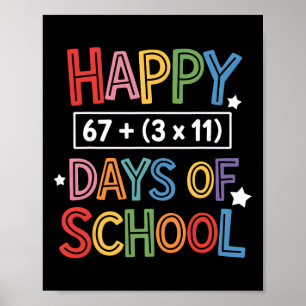 Póster Feliz 100 Días De Colegio Ecuación De Matemáticas