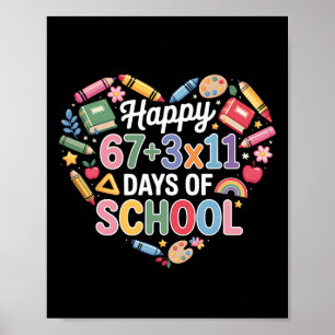 Póster Feliz 100 Días De Colegio Ecuación Matemática 100º