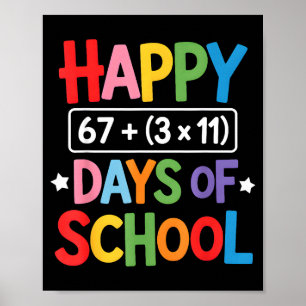 Póster Feliz 100 Días De Colegio Ecuación Matemática Día 