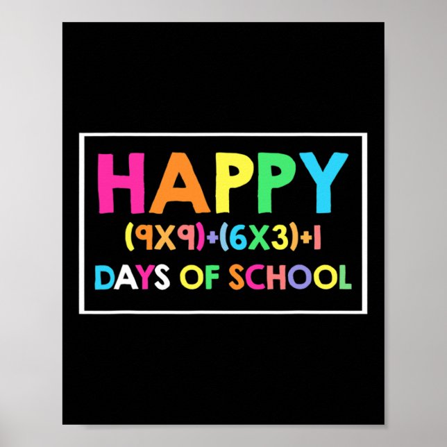 Póster Feliz 100 Días De Diversión Escolar Para El Amo De (Frente)