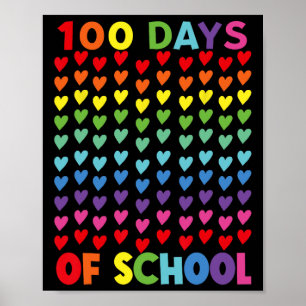 Póster Feliz 100 Días De Escuela Alumnos Maestros Hombres