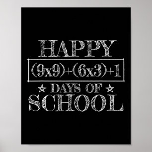Póster Feliz 100 Días De Escuela Divertida Ecuación Matem