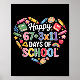 Póster Feliz 100 Días De Escuela Ecuación Matemática Día 