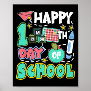 Póster Feliz 100 Días De Escuela Manzana Profesor Estudia